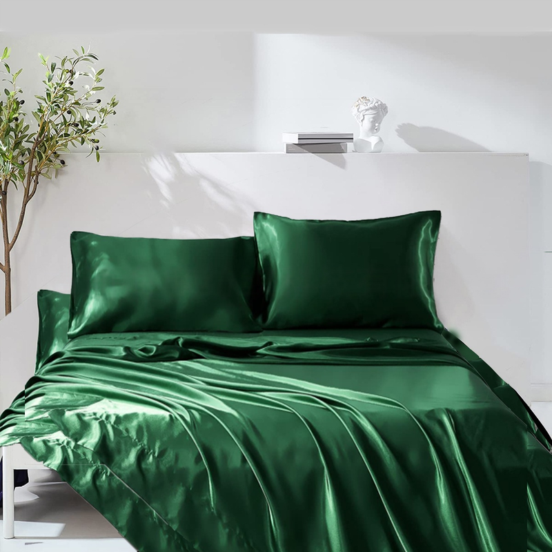 Luxury Satin Bedding Set 4 Piece Silk Like Sheet Set With Fitted Sheet Flat Sheet Pillowcases Wrinkle Free Hypoallergenic_voghion.com