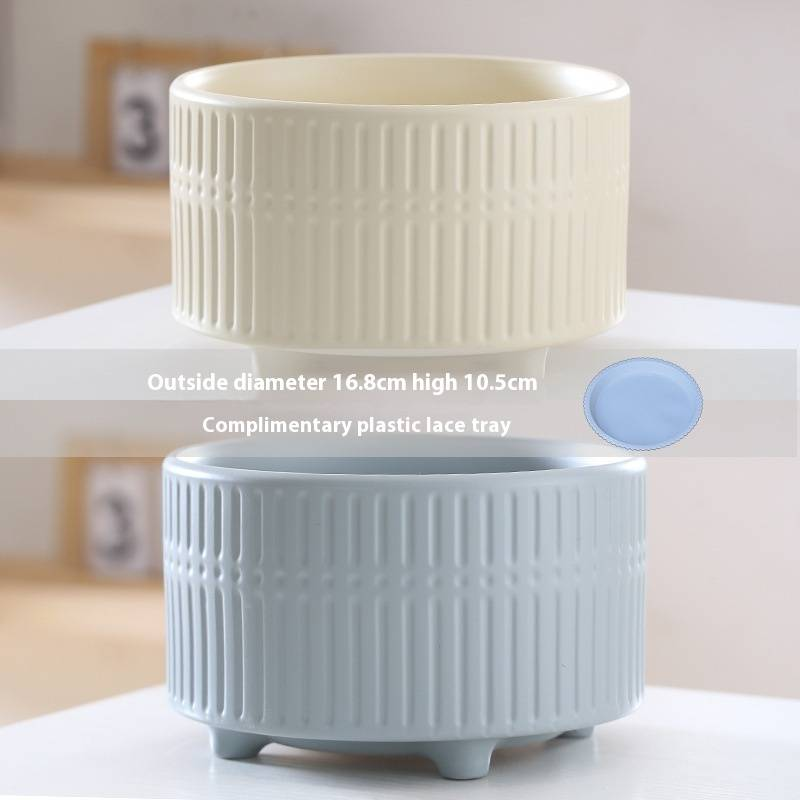 Keramik-Blumentopf mit Untertasse – Stilvolles Wohndekor für Sukkulentenpflanzen – Modernes und elegantes Design_voghion.com