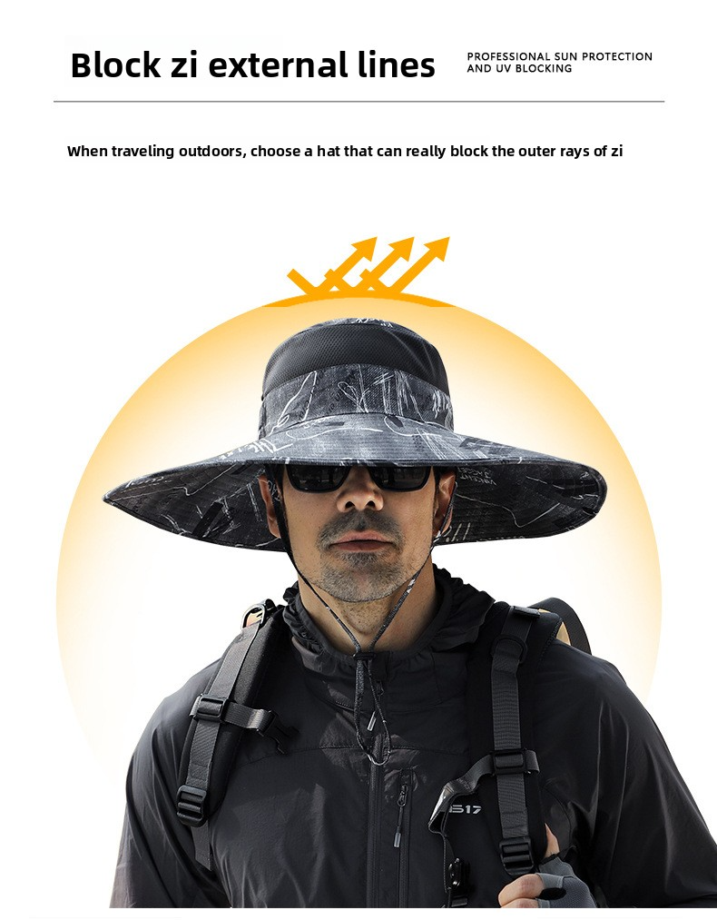 Cappello da sole a tesa larga da uomo con protezione UPF 50+ - Cappello estivo per pesca e attività all'aperto_voghion.com