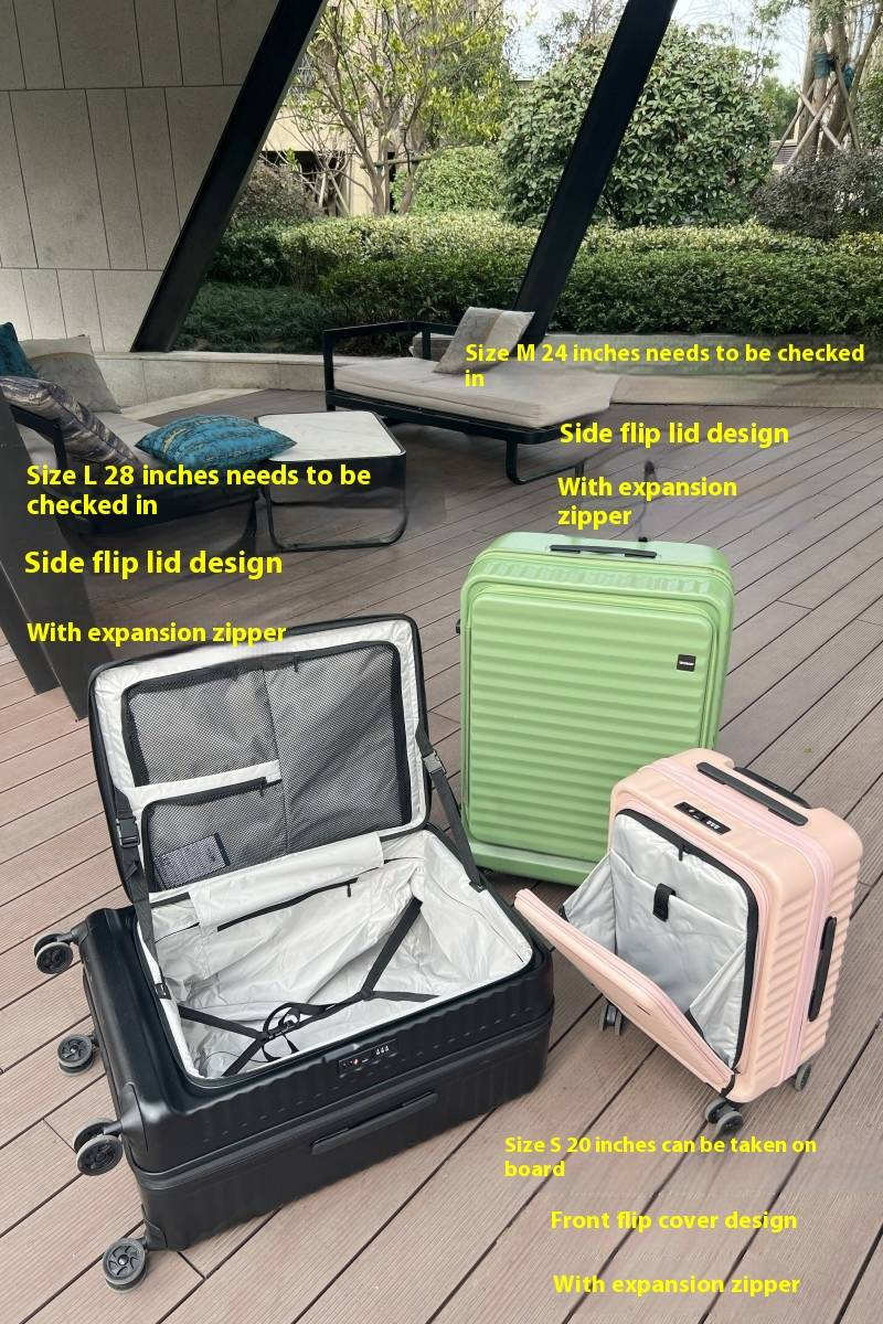 Business-Boarding-Koffer Damen 20 Zoll Front Flip Sandwich Koffer Herren 24 Silent Universal Wheel PC Passwort Box 28_voghion.com