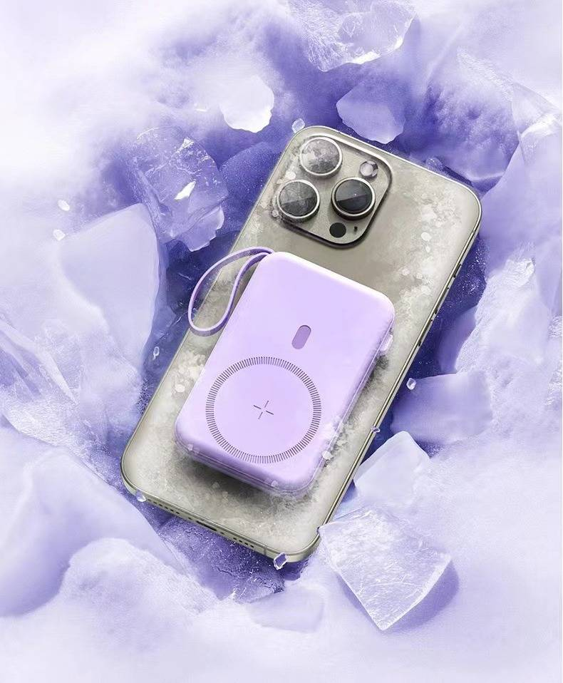 Ultra-Thin Magnetic Wireless Power Bank With Magsafe Fast Charging, Portable Stand & Built-in Cable For IPhone_voghion.com