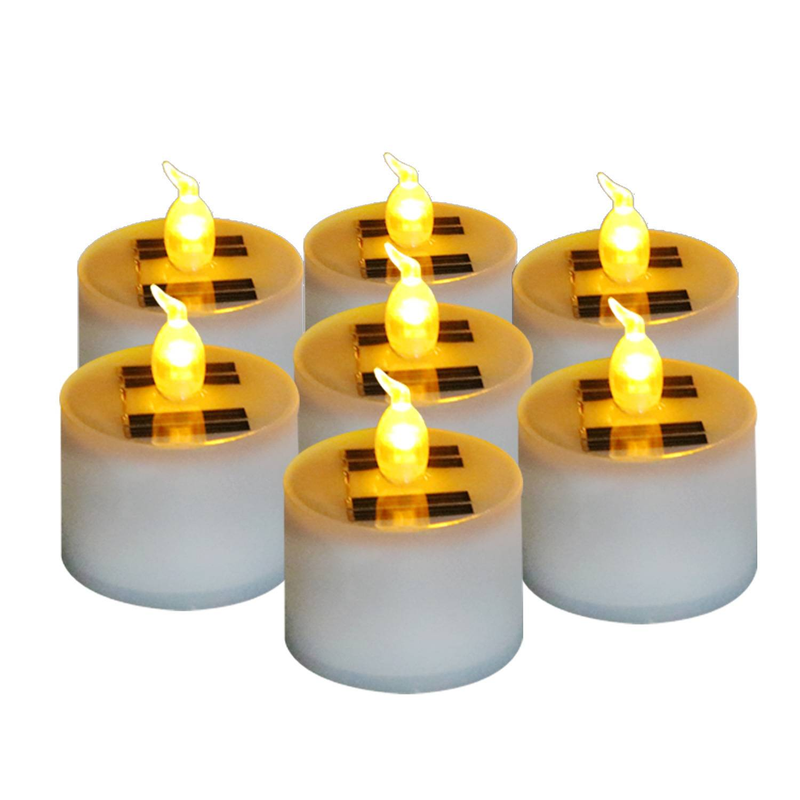 Solarbetriebene LED-Teelichter – Weihnachtsdekoration, Gartenbeleuchtung für draußen, flammenlos und wasserdicht, warmweißes Leuchten (12er-Set)_voghion.com