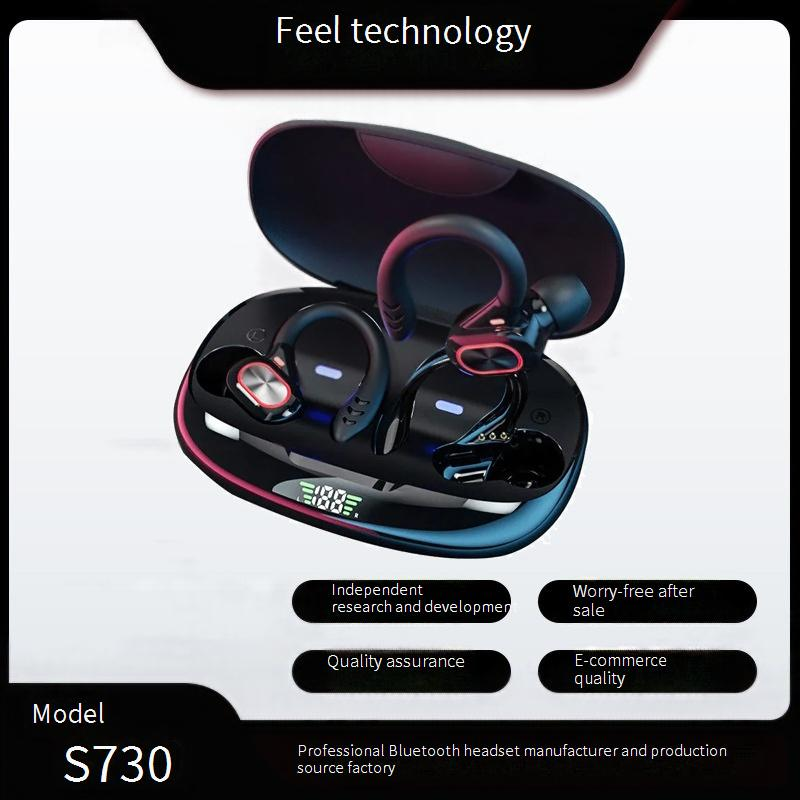S730 Wireless Bluetooth Earbuds With Ear Hook, NFC, Voice Control, 10m Range, 8H Playtime – Black/Red/Silver_voghion.com