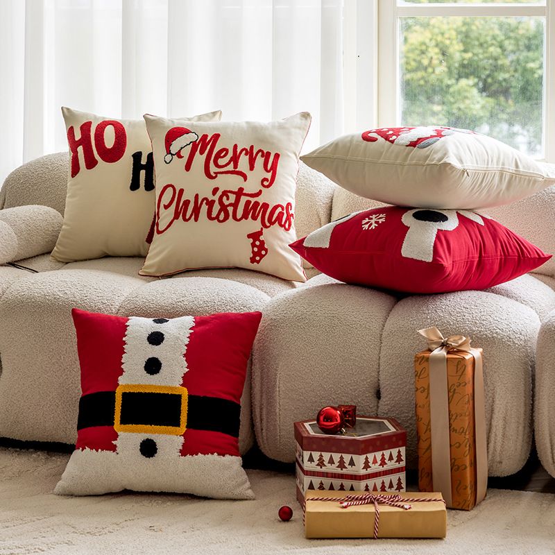 Bestickter Kissenbezug mit Weihnachtsmotiv – Weihnachtsdekoration für Sofa, Couch, Bett_voghion.com