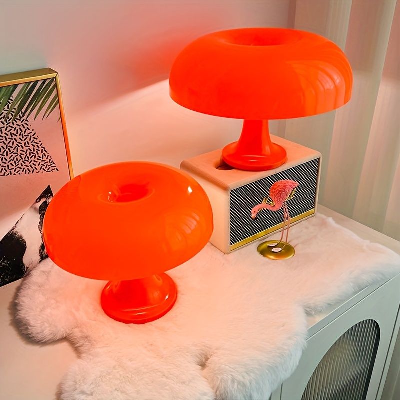 Lámpara de mesa LED naranja estilo seta, 5V, acrílica, 3 colores | Diseño Art Déco | Ideal para sala de estar o dormitorio_voghion.com