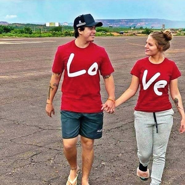 2024 New Cartoon Parent Child Wear Loveme Pattern Women's Printed T Shirt Short Sleeve_voghion.com