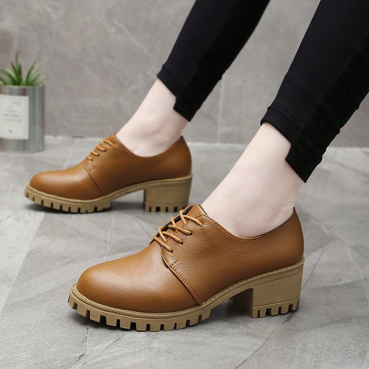 SHLIANG New Women's Leather Shoes Fashion Lock Shoes Thick Bottom Casual Shoes Solid Color Breathable Ankle Boot For Women Y0311_voghion.com