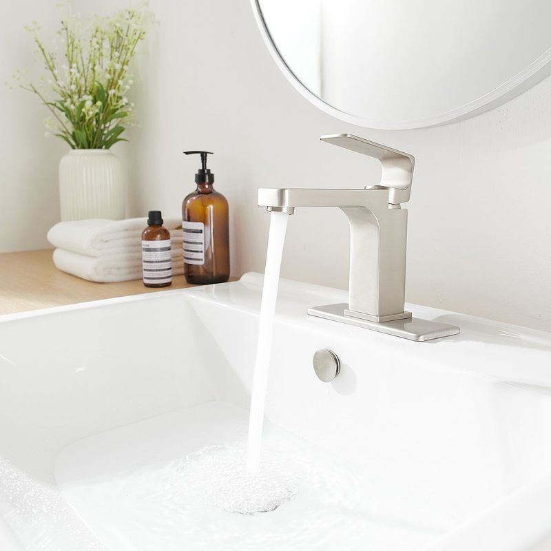 Single Hole Single-Handle Bathroom Faucet In Brushed Nickel_voghion.com