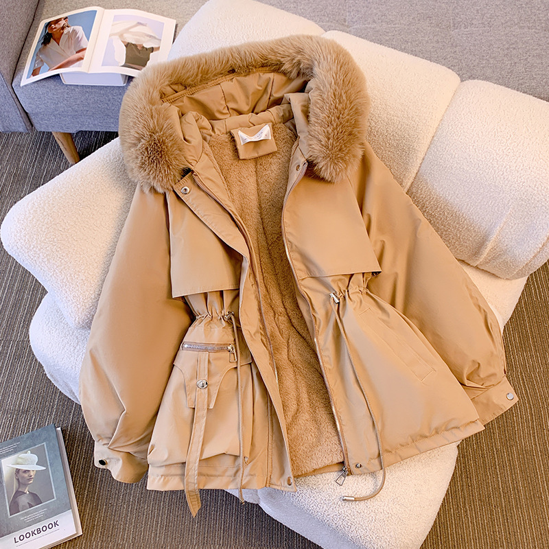 Giacca invernale da donna Giacca tutto in uno alla moda e versatile, con pelliccia spessa e velluto_voghion.com