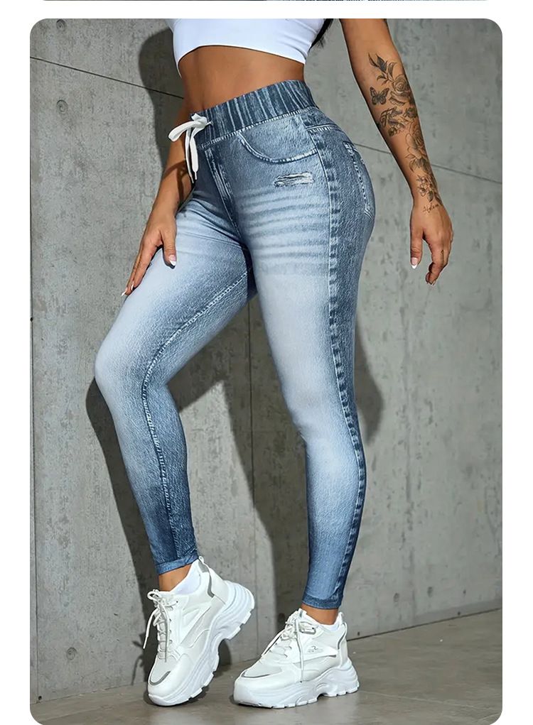 Women's Clothing High Waist Drawstring Printed Trousers High Elastic Yoga Hip Lifting Abdomen Tights Cycling Fitness All Match_voghion.com