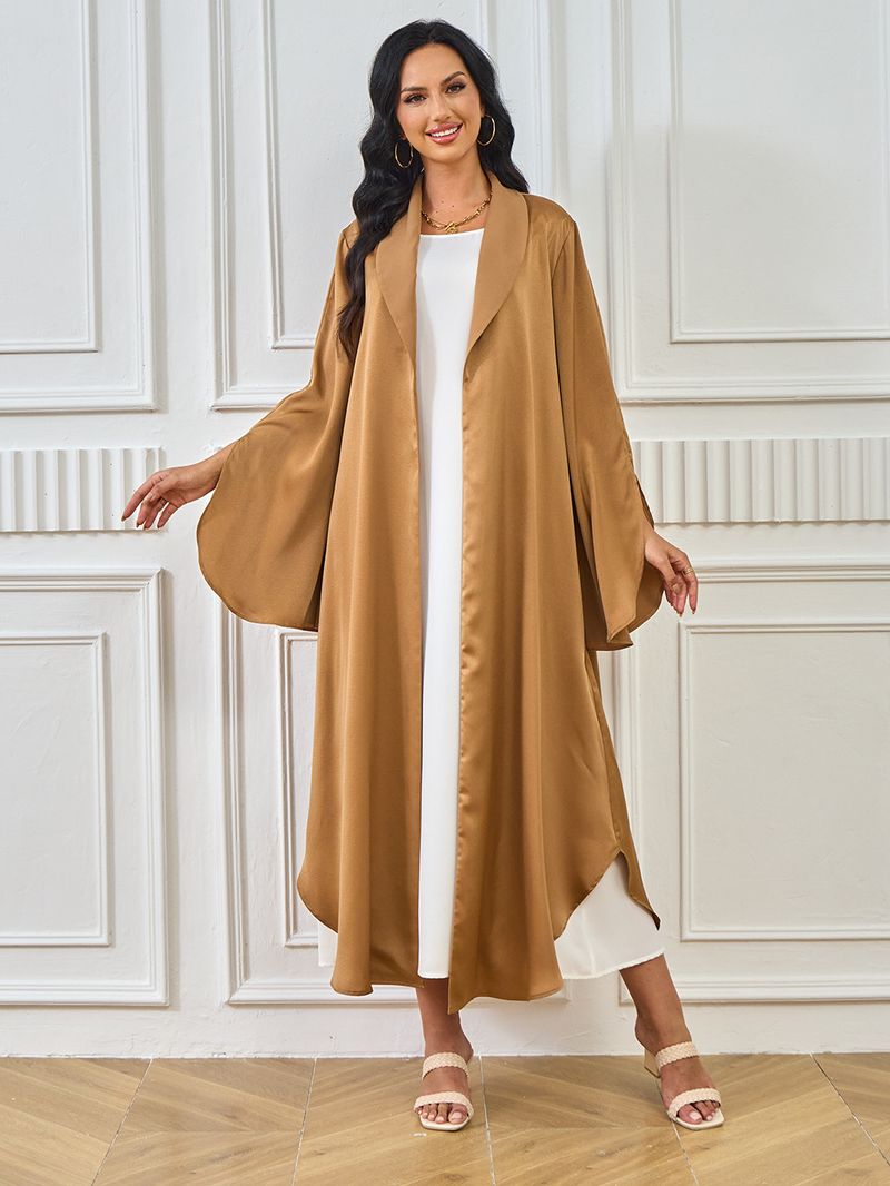 Damkläder Stor Gunga Enfärgad Cardigan Robe Klänning Hon_voghion.com