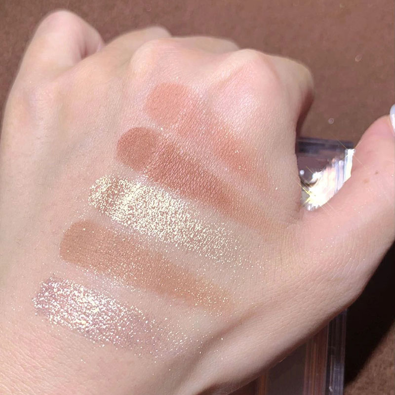 Palette di ombretti glitterati con paillettes, impermeabili, opachi, color terra, per il trucco delle donne._voghion.com