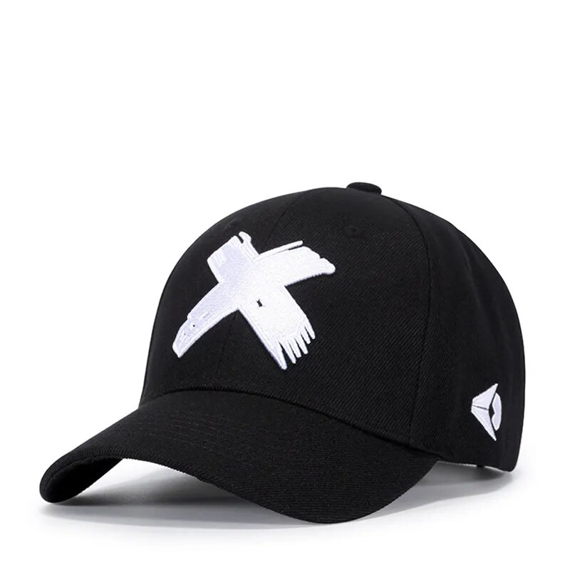 Berretto da baseball da uomo papà donna casual ricamo X cappellino visiera regolabile in cotone maschio cappello nero Bone Garros_voghion.com
