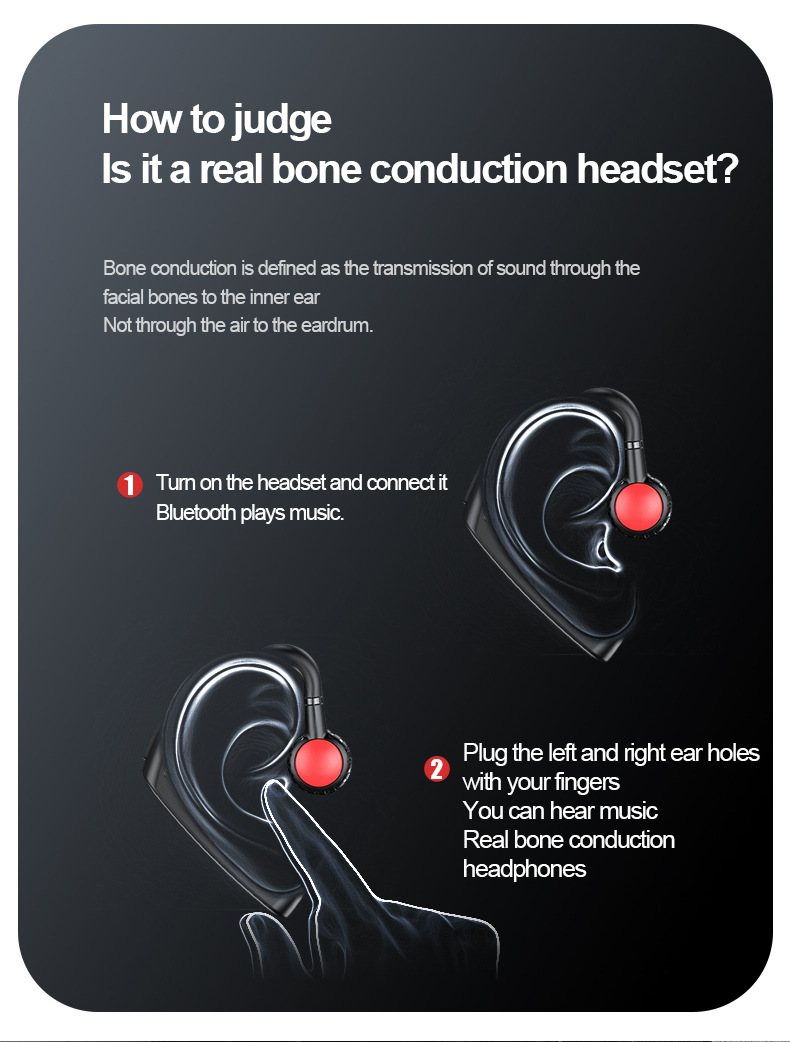 Neu Bluetooth-Headset Knochenleitung Ohrbügel Nicht-In-Ear Business Sports Stereo Headset_voghion.com