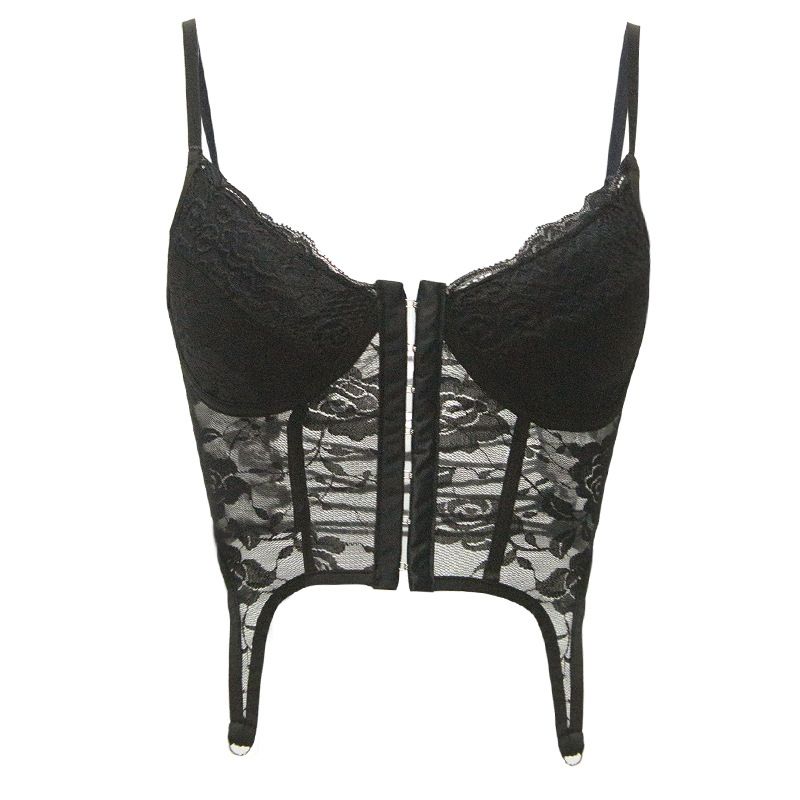Corsetto con bottoni, a spina di pesce, aderente, bustino, nuovo, sexy, in pizzo trasparente con cuscinetti per il petto, canotta_voghion.com