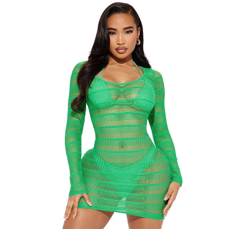 Ensemble de lingerie à lacets avec mini-jupe transparente - Ensemble de sous-vêtements sexy 3 pièces_voghion.com
