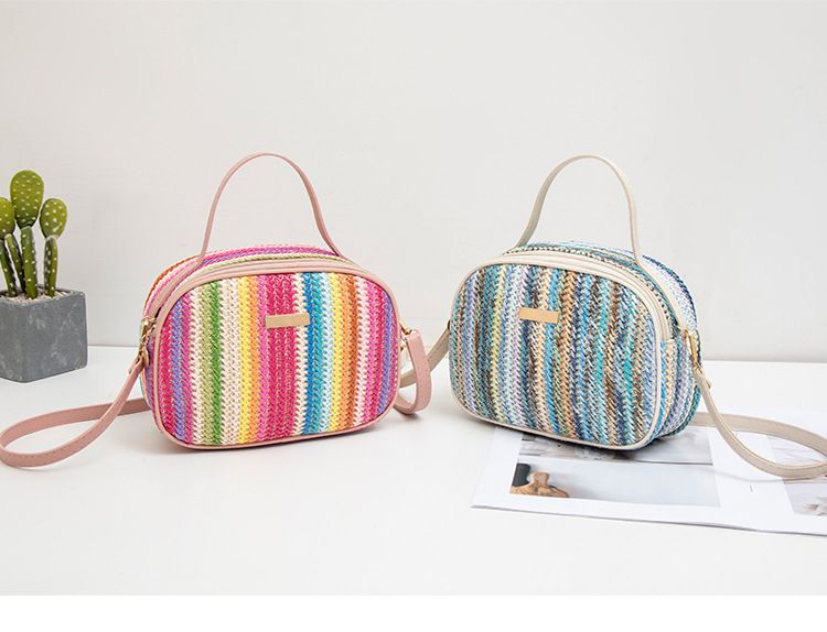 Women's Bag New Ladies Bag Straw Colored Hand Held Sequined Ladies Messenger Bag_voghion.com
