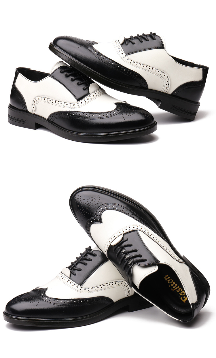 Scarpe eleganti da lavoro da uomo Scarpe classiche formali in pelle Scarpe stringate Oxford con punta alari per uomo Moda comoda_voghion.com