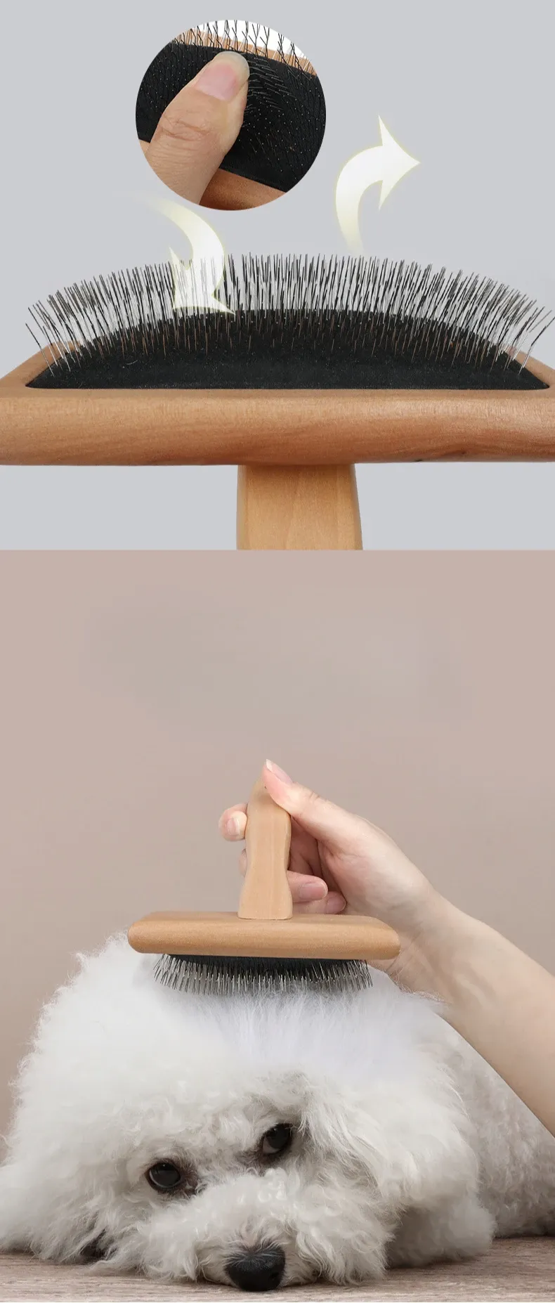 Köpek Tarağı Ahşap İğneli Tarak Kedi Tarağı Evcil Hayvan Tarağı Masif Ahşap Güzellik İğneli Tarak Köpek Kedi Düğüm Çıkarıcı Yüzen Tarak Hava Yastıklı Tarak Tarak_voghion.com