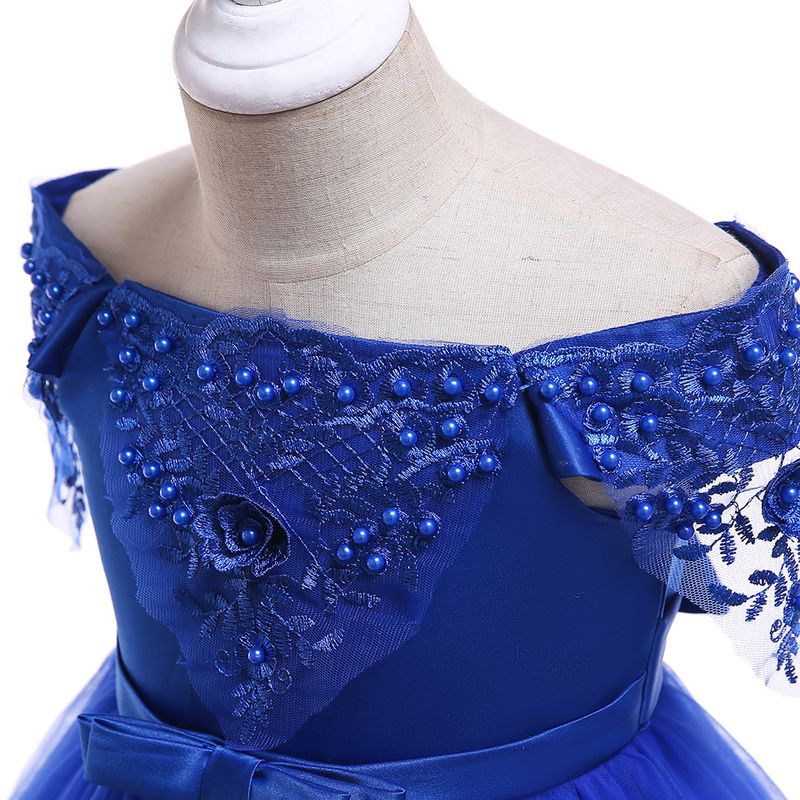 Babykleidung Mädchenkleid Kinderkleid Kleid CuHK Einreihiges, schulterfreies, mit Perlen besetztes Smoking-Laufstegkleid für Kinder_voghion.com