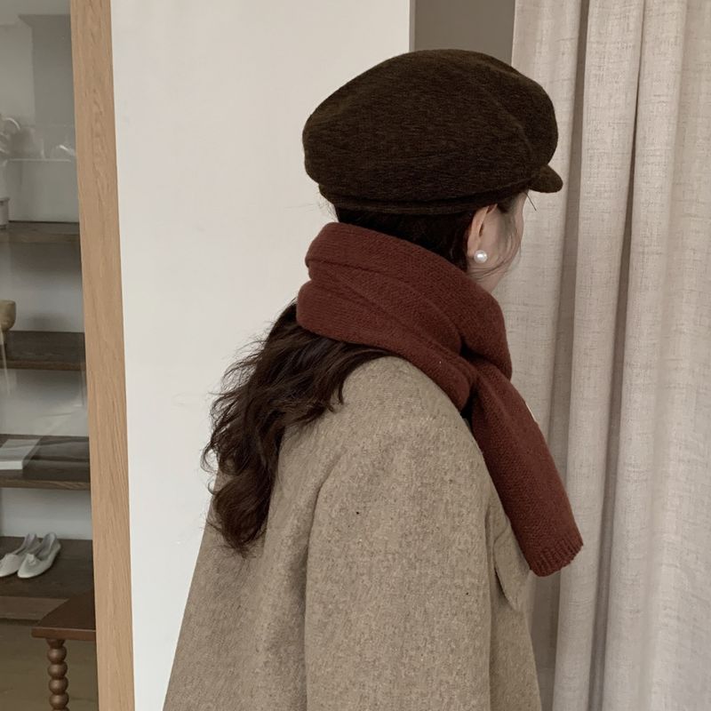 New Winter Women's Scarf Solid Color Soft Sticky Versatile Korean Couple Fashion Student Basic Knitted Warm Neck_voghion.com