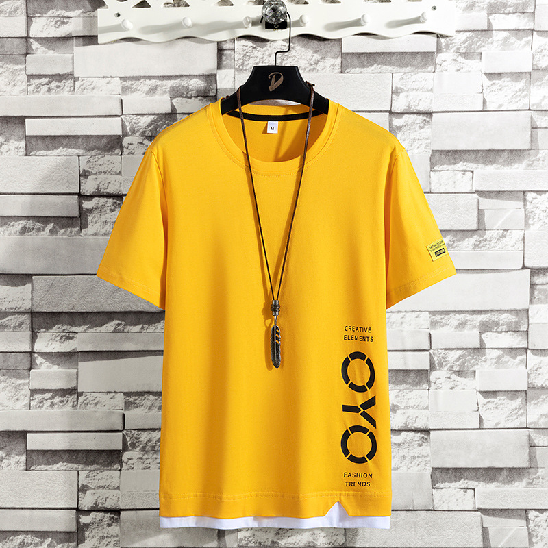 Short sleeved T-shirt, men's summer Hong Kong style trend, pure cotton clothing, spring loose fashion label, half sleeved fashion_voghion.com