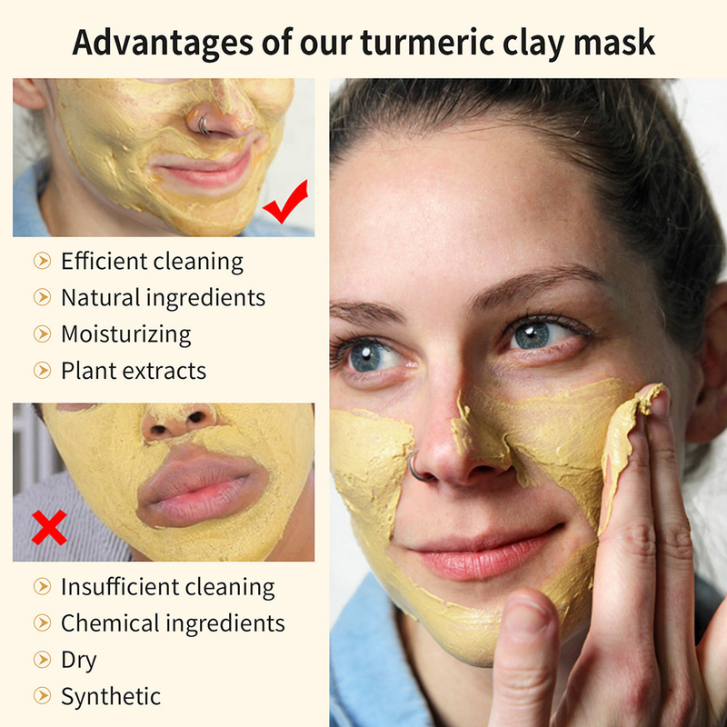 Máscara de limpeza de lama removedora de cravos e iluminadora extrato de cúrcuma máscara facial hidratante_voghion.com