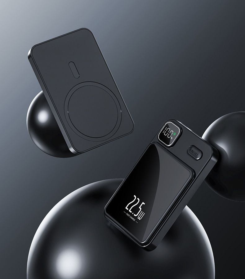 Banque d'alimentation sans fil magnétique ultra fine pour téléphones portables et télécommunications 10000 mAh, charge ultra rapide, banque d'alimentation mobile à charge ultra rapide_voghion.com