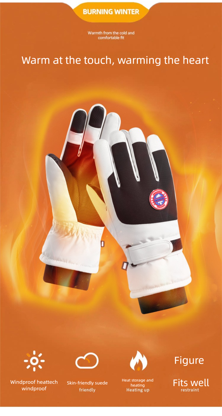 Ski For Men And Women, Winter Fleece-Lined, Thickened, Windproof, Waterproof, Non-Slip, Touchscreen, Outdoor Riding,_voghion.com