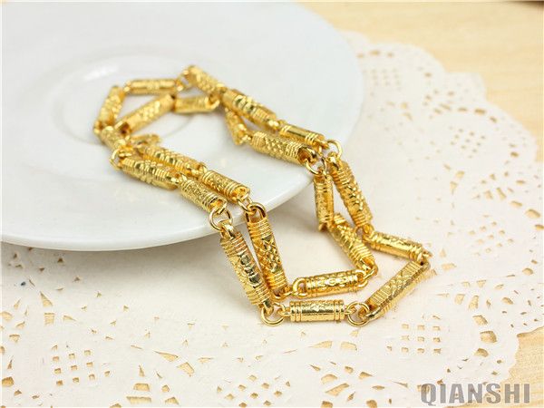 Collana audace da uomo JL046 in rame placcato oro con clavicola esagonale, stile coreano e giapponese, 4 mm_voghion.com