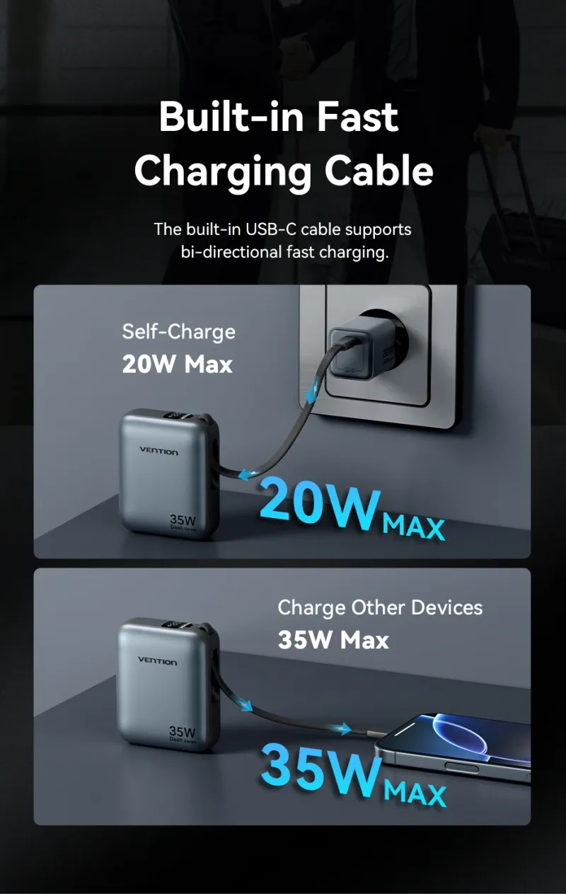 Vention 10000mAH Power Bank Schnelle Lade PD 35W Tragbare Mini Powerbank Für IPhone 17 16 15 Xiaomi Externe Batterie_voghion.com