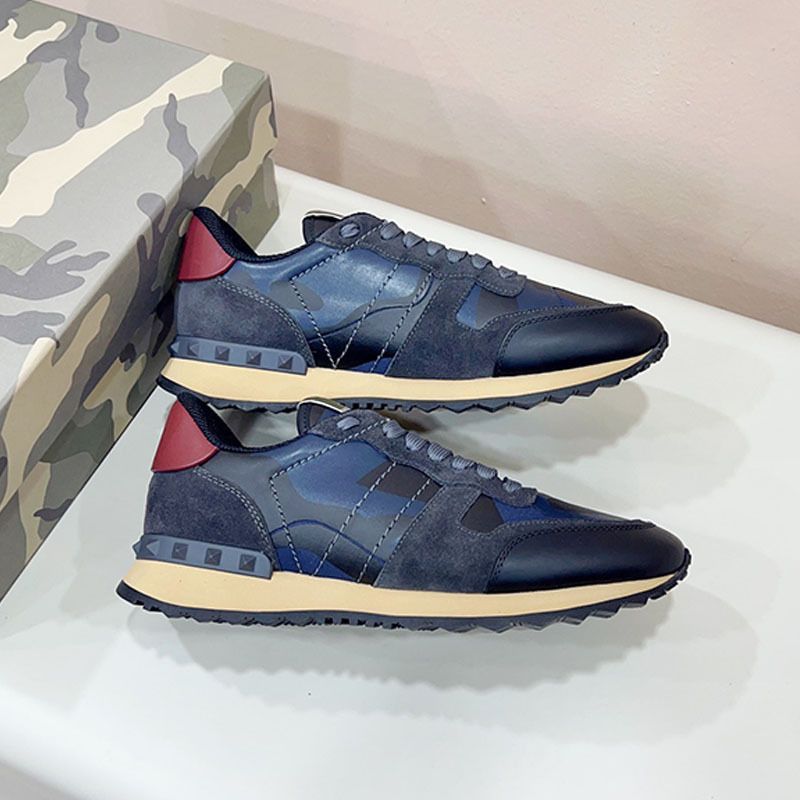 Zapatillas deportivas de camuflaje de la marca V para hombre, versión alta, con remaches, suela gruesa, de cuero genuino, informales, a la moda, con cordones._voghion.com