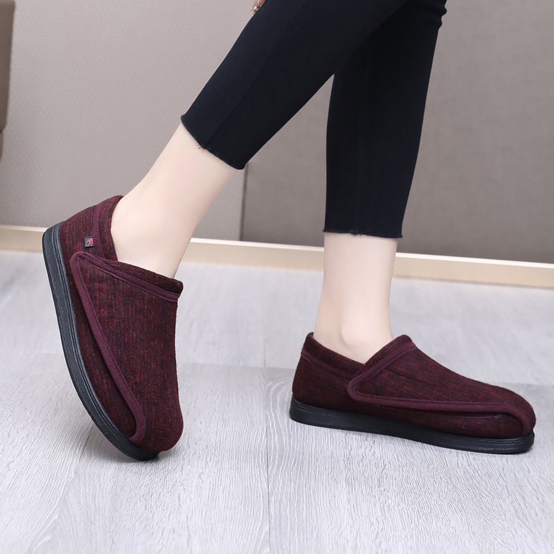 Ziwa Ge Winter New Warm Fleece-Lined Thickened Cloth Widened Velcro Shoe Top Openable Comfortable Cotton Shoes_voghion.com