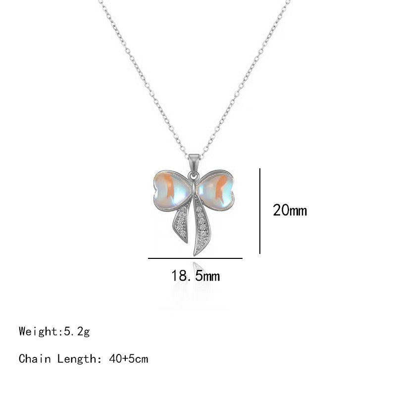 Colorful Changing Bow Necklace For Women, Niche Light Design, Versatile Pearl Collarbone Chain, Internet_voghion.com