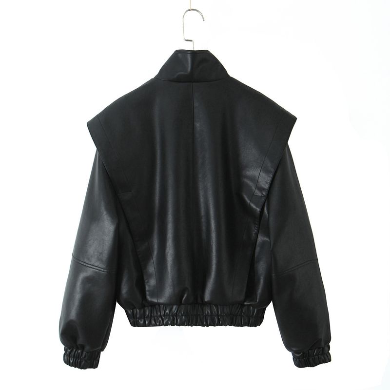 Giacca-camicia unisex oversize in pelle (pelle di agnello + vestibilità comoda)_voghion.com