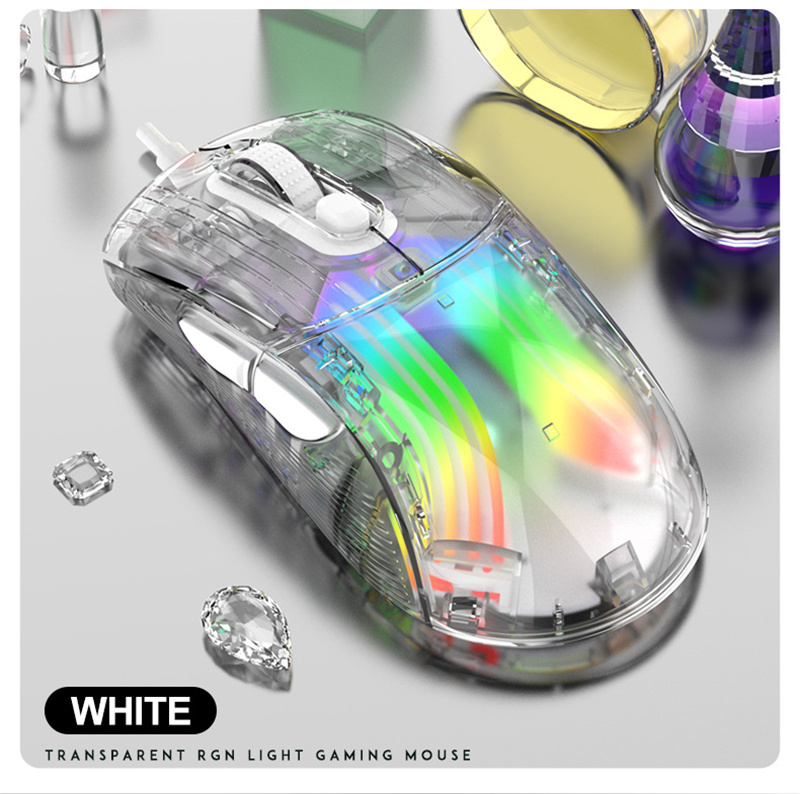 Arrival XYH New Transparent Wired Game Mouse RGB Light Effect gear DPI Adjustment USB Interface Mute O_voghion.com