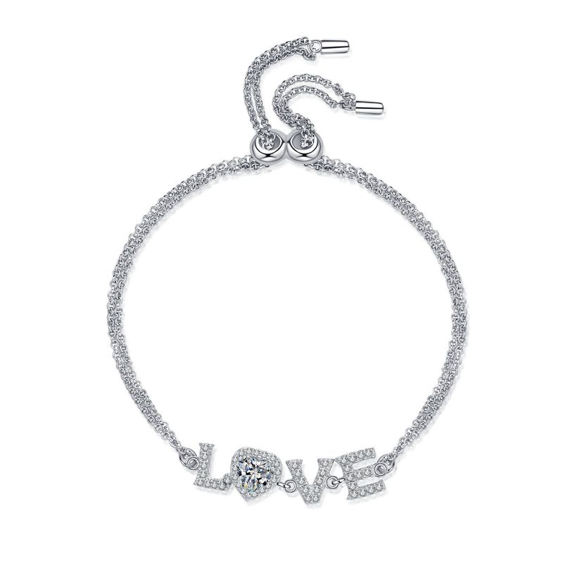 Manipolo AMORE con bracciale in pietra Mosang regalo per San Valentino con placcatura femminile in argento puro PT950_voghion.com