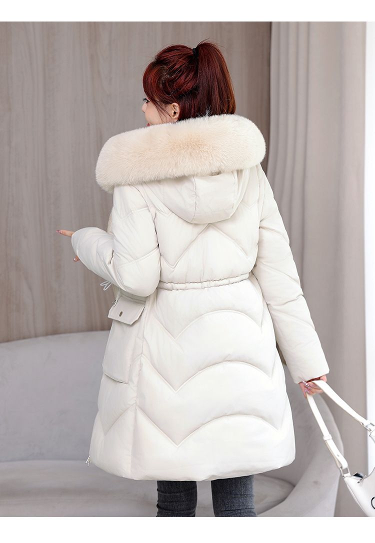 Damenbekleidung Damen-Parka mit abnehmbaren Ärmeln und Kunstpelzkapuze, warme Winter-Steppjacke in Khaki, Schwarz, Creme und Blaugrau_voghion.com