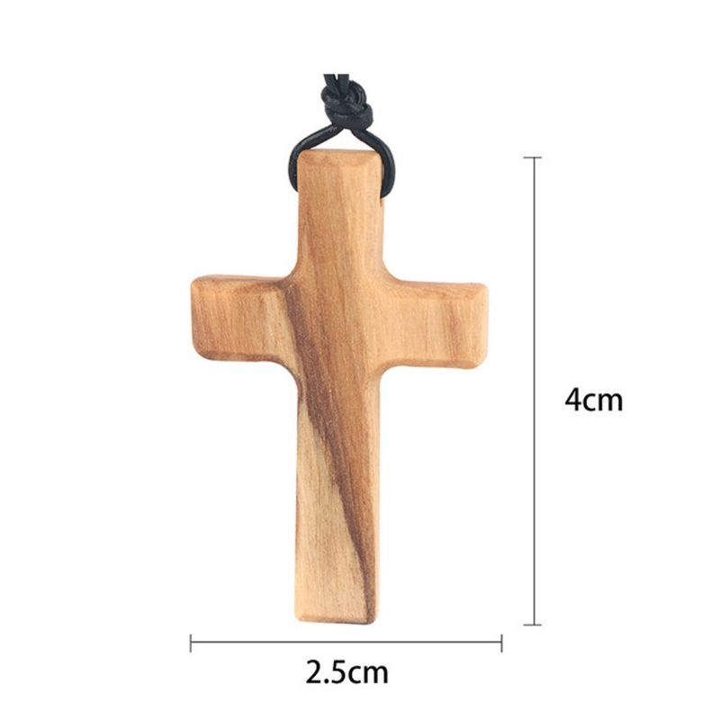 Handmade Olive Wood Cross Necklace Olive Wood Cross Pendant Gift_voghion.com