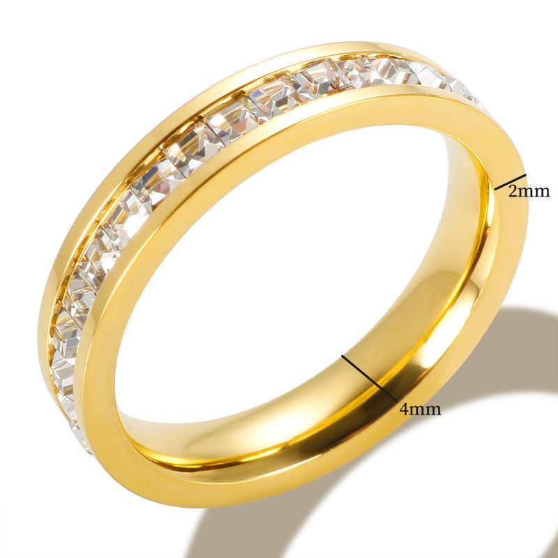 Ins Light Luxe Stijl Gegalvaniseerde Goudkleurige Ingelegde Diamanten Niche High-end Sense Damesring van Roestvrij Staal_voghion.com