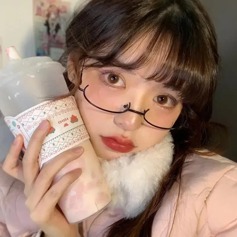 Anime Metallrahmen Brille Sommer Frauen Mädchen Schwarz Halbrahmen ohne Linse Brillen Cosplay Party Dekoration Mode-Accessoires_voghion.com