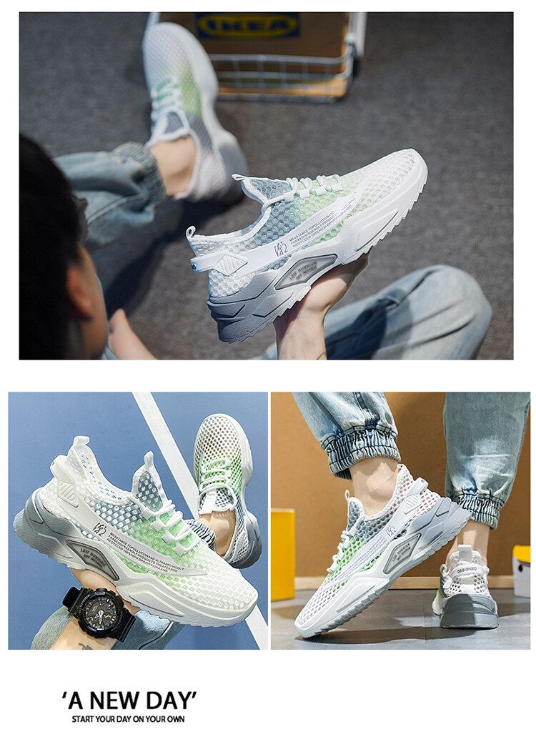 Flash shippin breathable and thin in summer, new men's casual sports fly woven mesh coconut trendy shoes, color_voghion.com