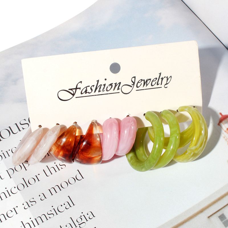 Set di gioielli da donna, orecchini a cerchio in acrilico alla moda per donna_voghion.com