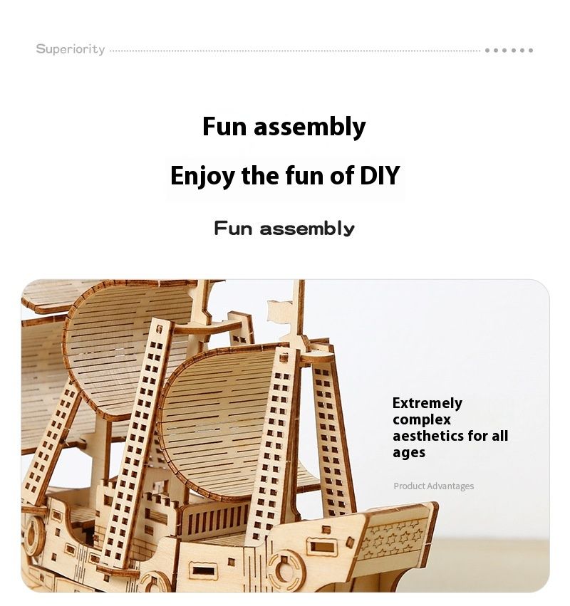 DIY handgefertigte hölzerne Ozean Segelboot Modell 3D Puzzle Geschenk für Kinder Spielzeug Desktop-Dekoration_voghion.com
