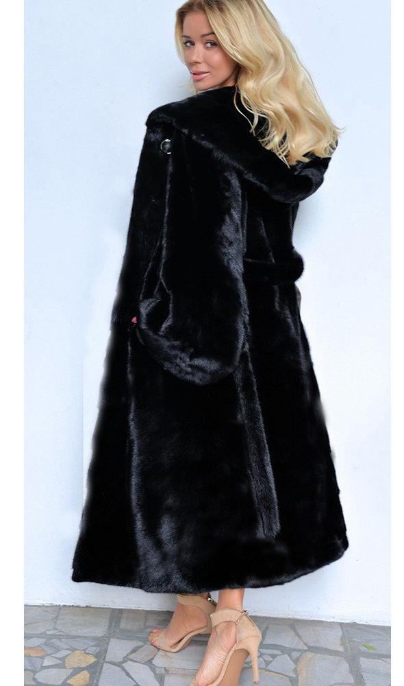 Dame imitert pels frakk dame frakk oversized varm frakk frakk med lue_voghion.com