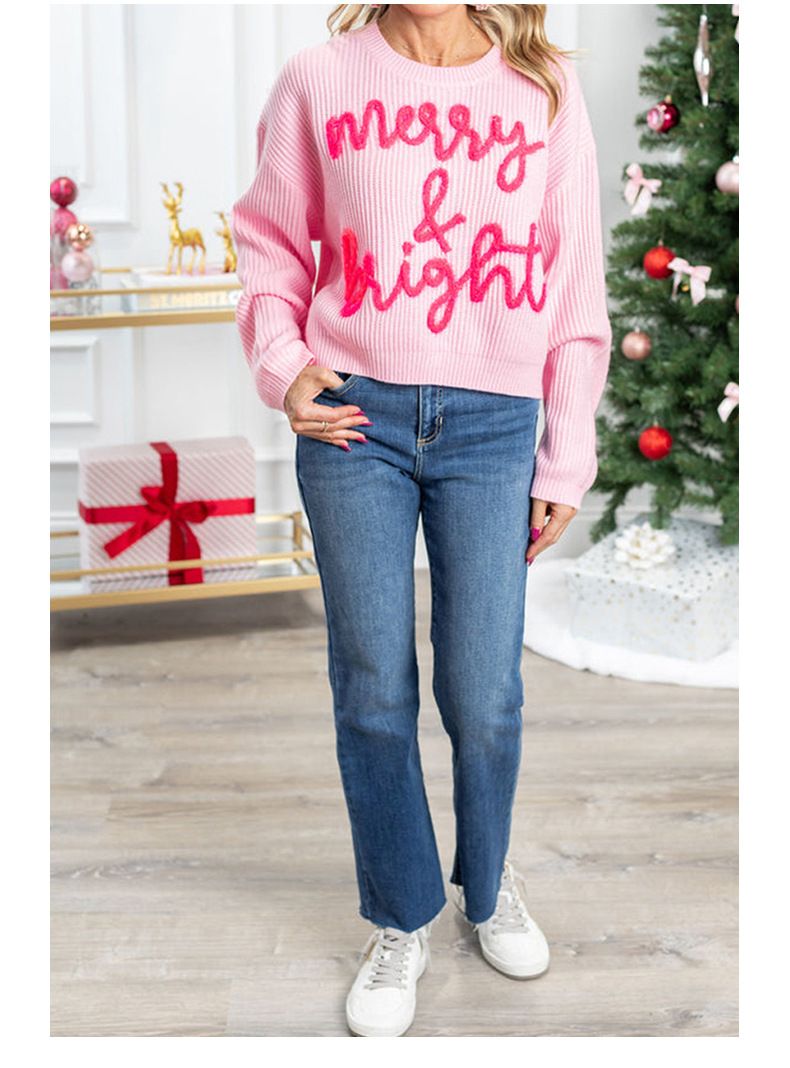 Shiying's nieuwe winter casual warme ronde hals trui wo, modieuze letter borduur gebreide lange mouwen top voor_voghion.com