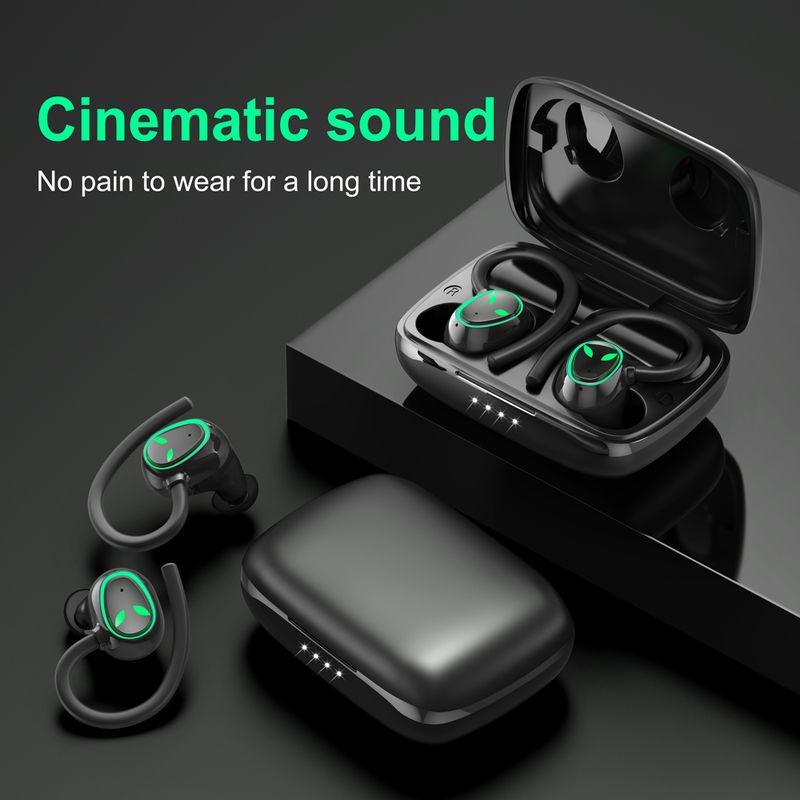 Bluetooth 5.3 Headphones Sport Wireless Earphones In Ear Noise Cancelling , Over Earhooks Ear Buds IPX5 Waterproof Deep Bass Headset For Running Gym_voghion.com