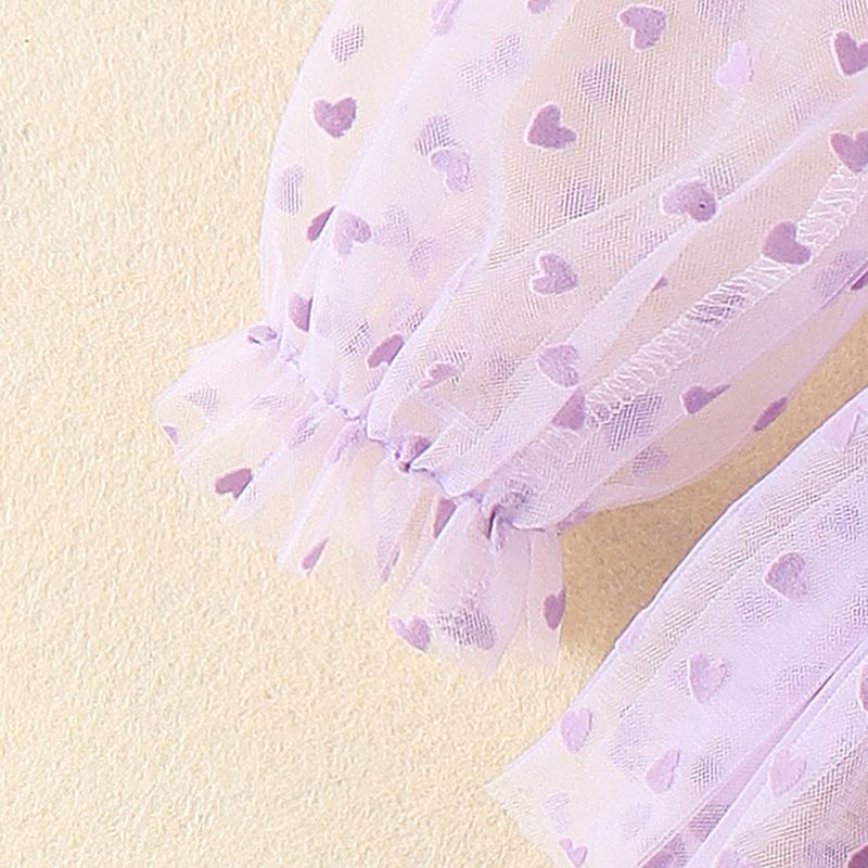 Baoshi Clothing Spring and Autumn New Newborn Children's Love Mesh Harper with Headwear Set_voghion.com