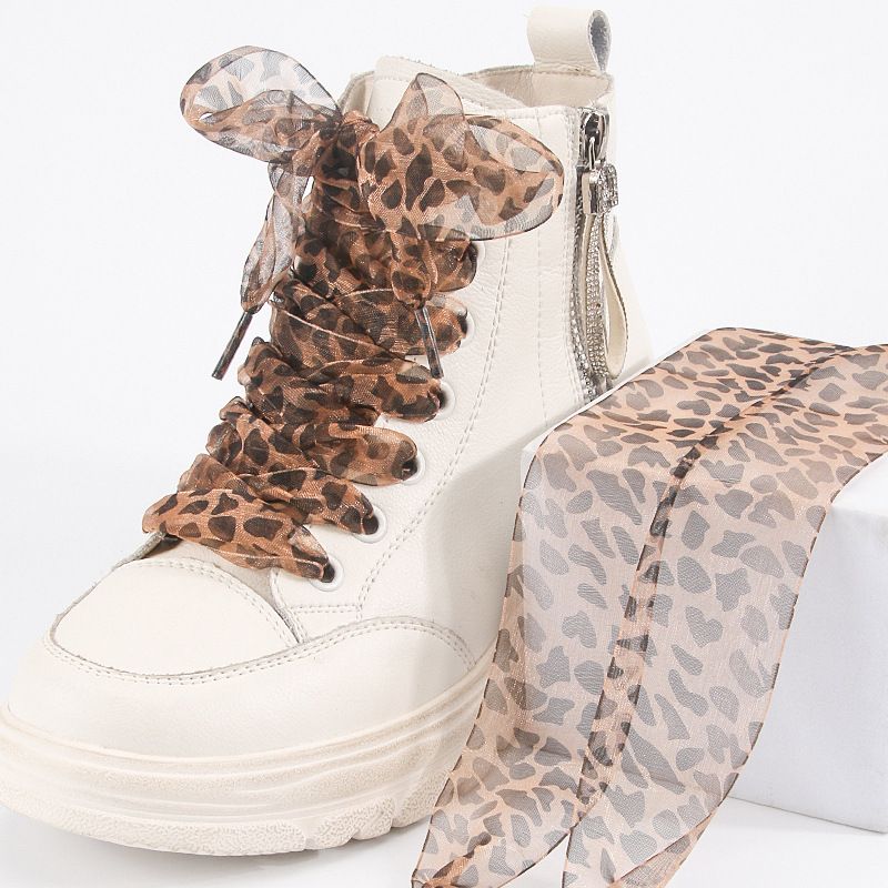 4cm genişliğinde leopar bağcıkları kar ipliği bağcıkları sevimli bağcıklar 2.5cm genişletilmiş bağcıklar leopar deseni ipek iplik bağcıklı ayakkabılar_voghion.com