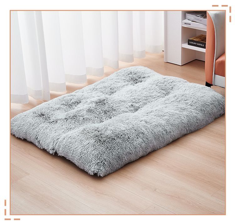 Fluffy Dog Crate Pad, Plush Fur Dog Bed For Extra Large Dogs, Calming XL Dog Bed For Crate, Soft Warm Dog Crate Mat With Non-Slip Bottom, Grey_voghion.com